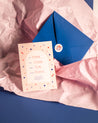 Rückseite von Feasts of Eden Gutscheinkarte mit blauem Umschlag